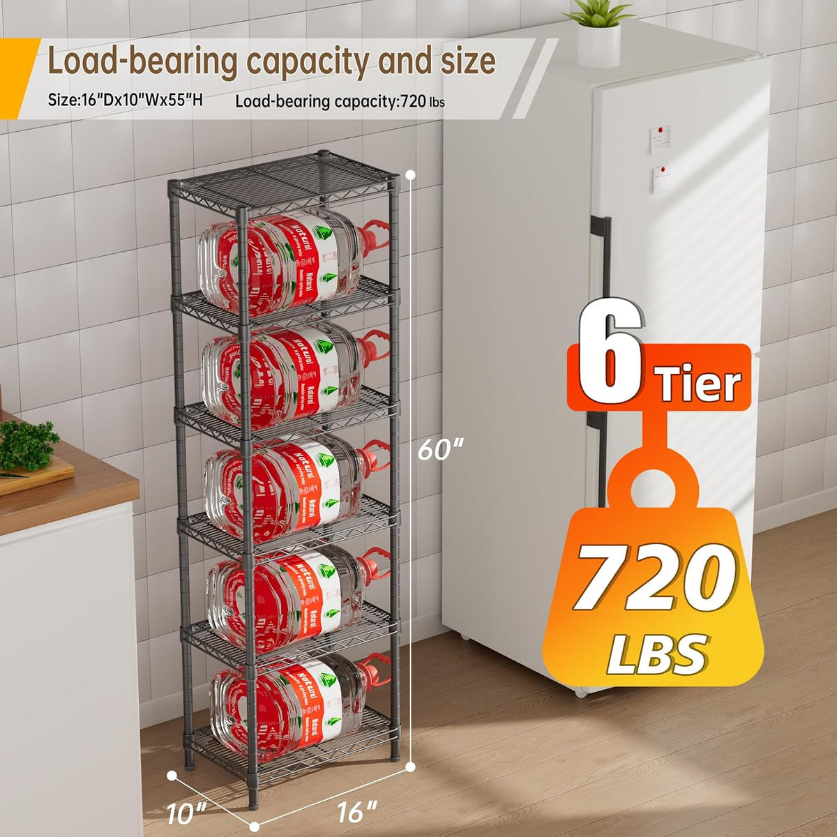5Tier Adjustable Storage Shelves Metal Wire Shelving Standing Shelf