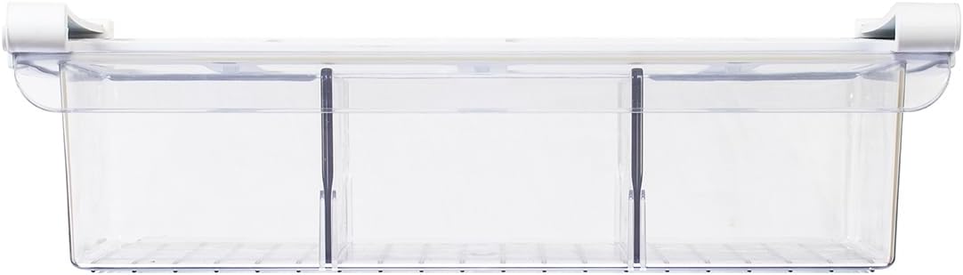 Glad Pull Out Fridge Drawer Organizer - Clip-On Under Shelf Refrigerator & Pantry Storage Bin with 2 Compartments for Fruit, Vegetables, and Deli Meat Drawer - BPA Free Clear Plastic