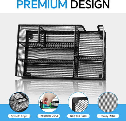 Desk Drawer Organizer, Office Drawer Divider Organizer Tray with 6 Compartments, Metal Mesh Desktop Organization and Accessories for Stationery Makeup Kitchen Toolroom School ＆ Office