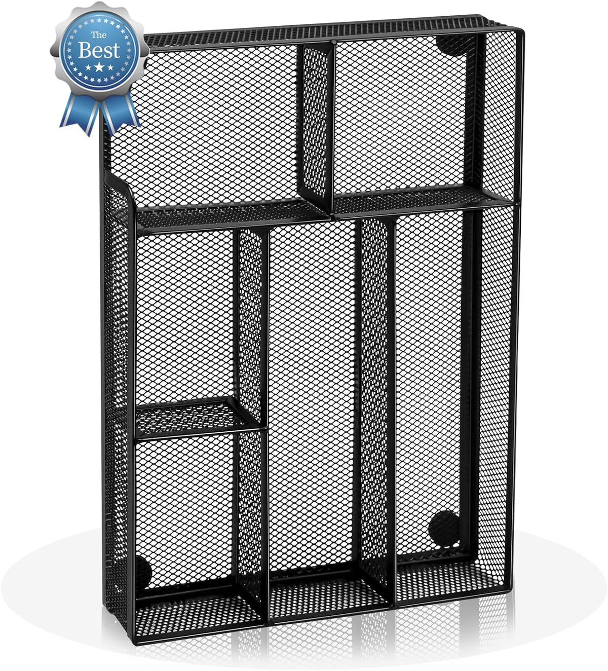 Desk Drawer Organizer, Office Drawer Divider Organizer Tray with 6 Compartments, Metal Mesh Desktop Organization and Accessories for Stationery Makeup Kitchen Toolroom School ＆ Office