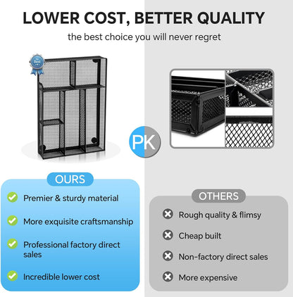 Desk Drawer Organizer, Office Drawer Divider Organizer Tray with 6 Compartments, Metal Mesh Desktop Organization and Accessories for Stationery Makeup Kitchen Toolroom School ＆ Office
