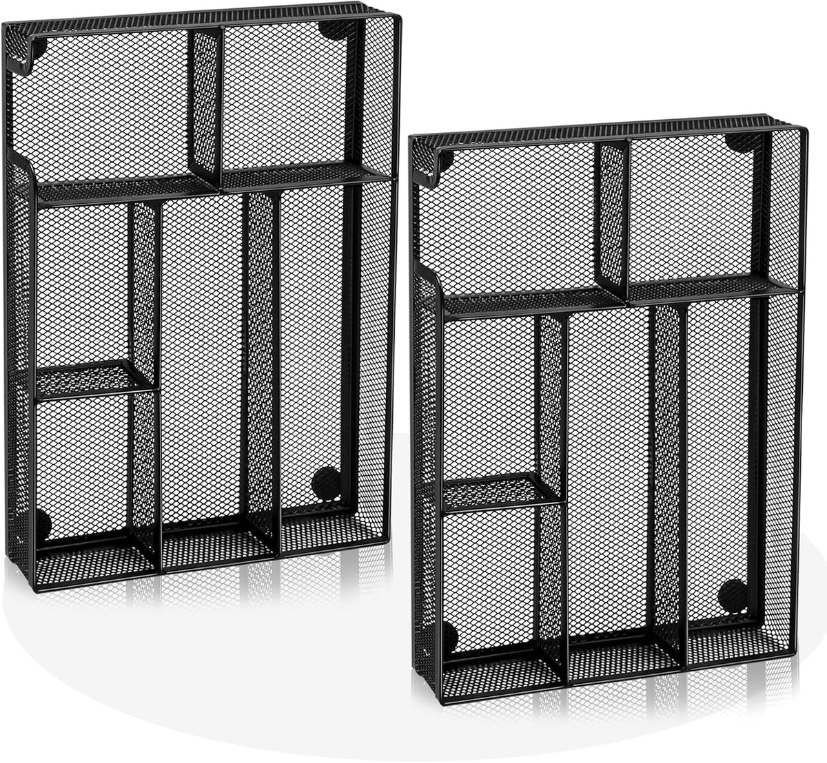 Desk Drawer Organizer, Office Drawer Divider Organizer Tray with 6 Compartments, Metal Mesh Desktop Organization and Accessories for Stationery Makeup Kitchen Toolroom School ＆ Office