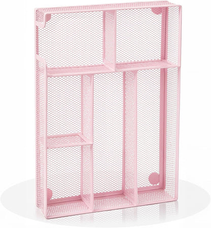 Desk Drawer Organizer, Office Drawer Divider Organizer Tray with 6 Compartments, Metal Mesh Desktop Organization and Accessories for Stationery Makeup Kitchen Toolroom School ＆ Office