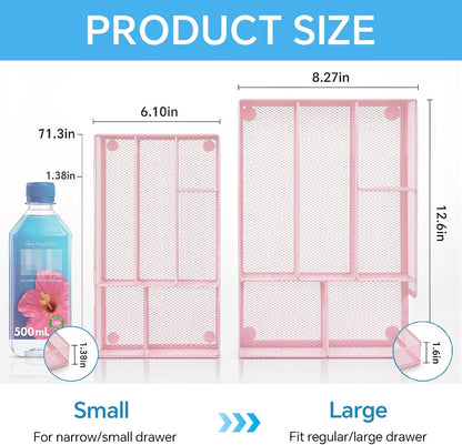 Desk Drawer Organizer, Office Drawer Divider Organizer Tray with 6 Compartments, Metal Mesh Desktop Organization and Accessories for Stationery Makeup Kitchen Toolroom School ＆ Office