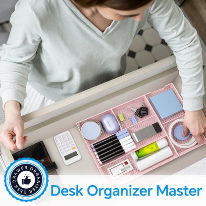 Desk Drawer Organizer, Office Drawer Divider Organizer Tray with 6 Compartments, Metal Mesh Desktop Organization and Accessories for Stationery Makeup Kitchen Toolroom School ＆ Office