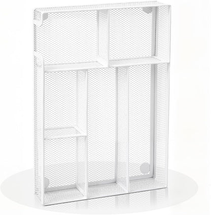 Desk Drawer Organizer, Office Drawer Divider Organizer Tray with 6 Compartments, Metal Mesh Desktop Organization and Accessories for Stationery Makeup Kitchen Toolroom School ＆ Office
