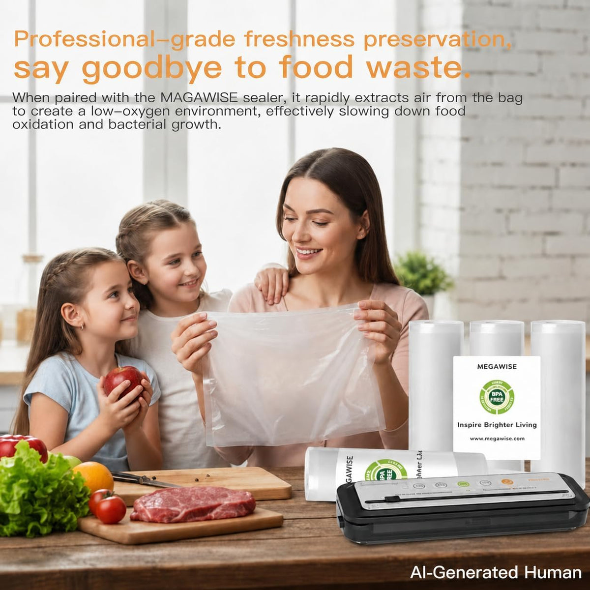 Vacuum Sealer Bags (8''x 12''-110pcs) for Food Freshness Preservation, BPA Free Vacuum Storage Bags for Food or Sous Vide, Seal a Meal,Double-Sided Texture, Double Lock Freshness (110 count)