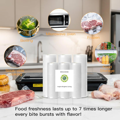 Vacuum Sealer Bags (8''x 12''-110pcs) for Food Freshness Preservation, BPA Free Vacuum Storage Bags for Food or Sous Vide, Seal a Meal,Double-Sided Texture, Double Lock Freshness (110 count)