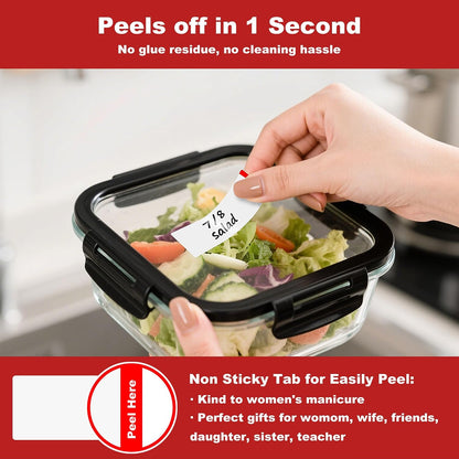 300 PCS Removable Freezer Labels with Dispenser - 1" x 3" Food Labels for Meal Prep Containers, Easy Peel-Off Design, No Residue (Blue)