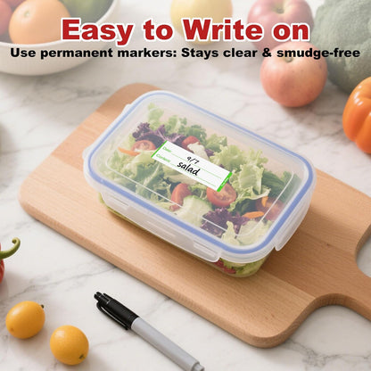 300 PCS Removable Freezer Labels with Dispenser - 1" x 3" Food Labels for Meal Prep Containers, Easy Peel-Off Design, No Residue (Blue)