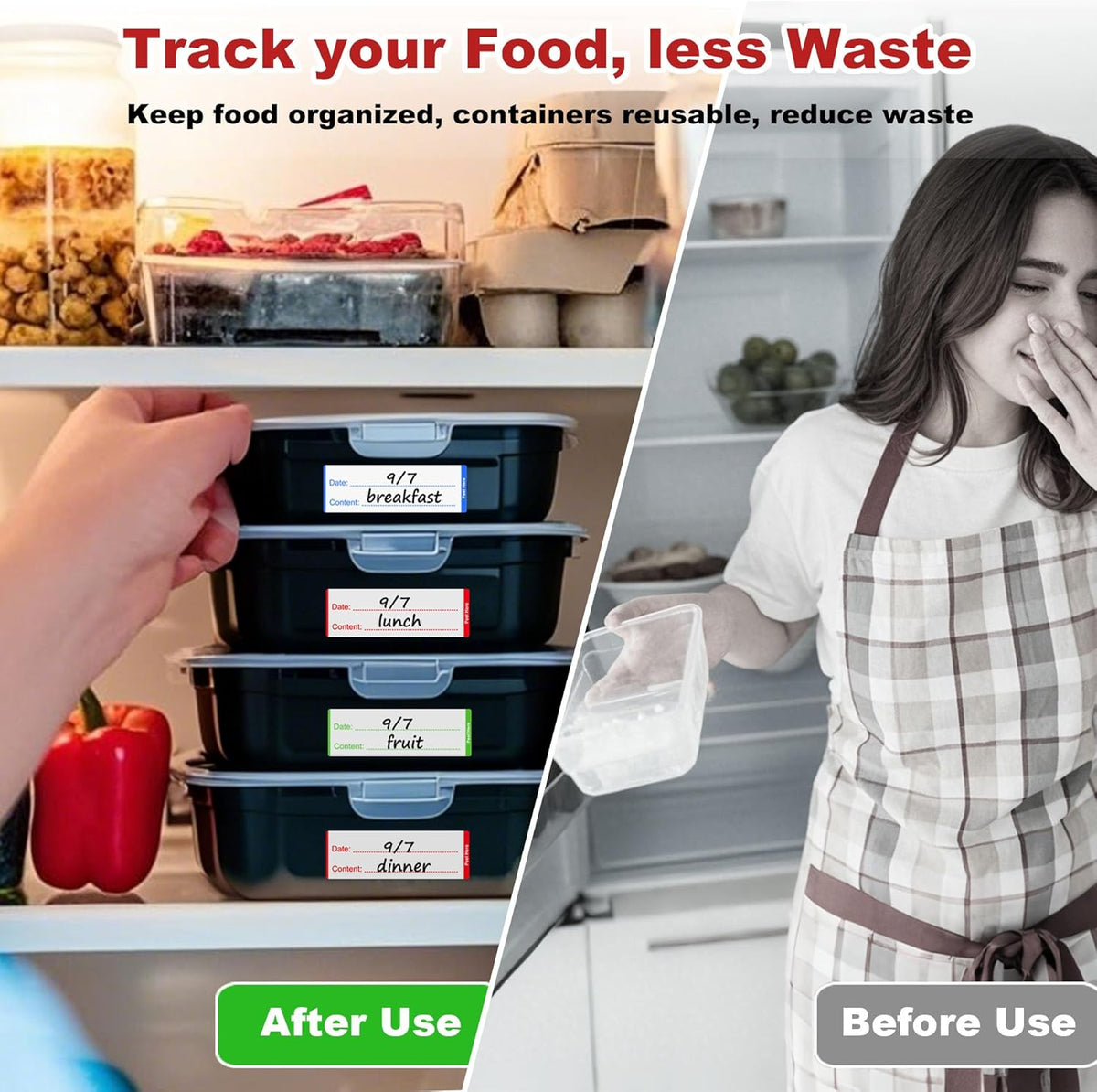 300 PCS Removable Freezer Labels with Dispenser - 1" x 3" Food Labels for Meal Prep Containers, Easy Peel-Off Design, No Residue (Blue)