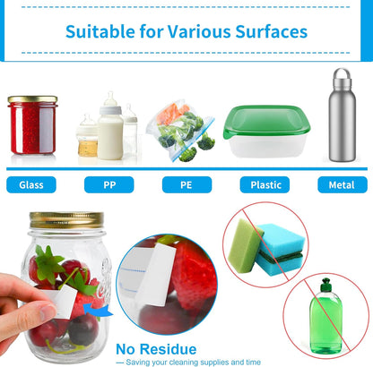 300 PCS Removable Freezer Labels with Dispenser - 1" x 3" Food Labels for Meal Prep Containers, Easy Peel-Off Design, No Residue (Blue)