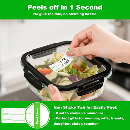 300 PCS Removable Freezer Labels with Dispenser - 1" x 3" Food Labels for Meal Prep Containers, Easy Peel-Off Design, No Residue (Blue)