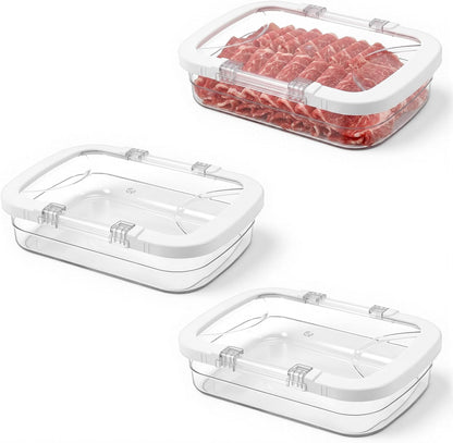 3 Pcs Deli Meat Containers for Fridge with Airtight Lids-Stackable Food Storage Containers, Clear Plastic Lunch Meat Container for Refrigerator Storage Sandwich Ham Cheese Salami Sliced Turkey