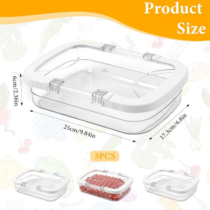3 Pcs Deli Meat Containers for Fridge with Airtight Lids-Stackable Food Storage Containers, Clear Plastic Lunch Meat Container for Refrigerator Storage Sandwich Ham Cheese Salami Sliced Turkey