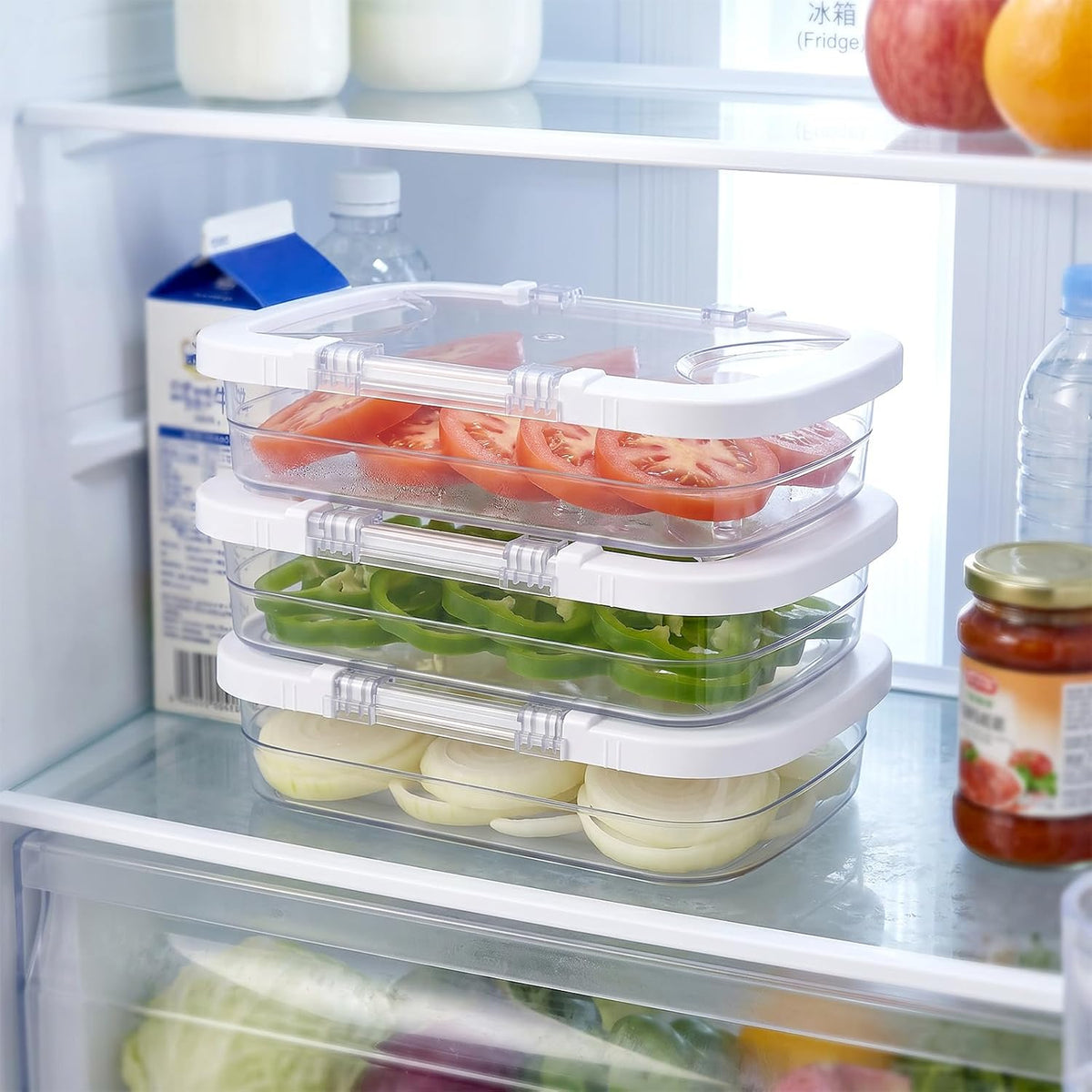 3 Pcs Deli Meat Containers for Fridge with Airtight Lids-Stackable Food Storage Containers, Clear Plastic Lunch Meat Container for Refrigerator Storage Sandwich Ham Cheese Salami Sliced Turkey