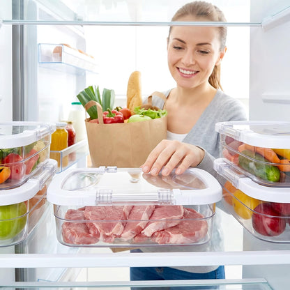 3 Pcs Deli Meat Containers for Fridge with Airtight Lids-Stackable Food Storage Containers, Clear Plastic Lunch Meat Container for Refrigerator Storage Sandwich Ham Cheese Salami Sliced Turkey