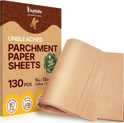 9x13 Inch Parchment Paper Sheets, Unbleached Non-Stick