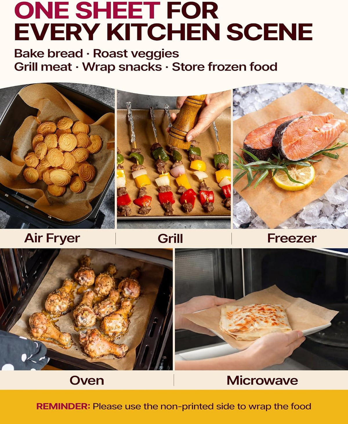 9x13 Inch Parchment Paper Sheets, Unbleached Non-Stick