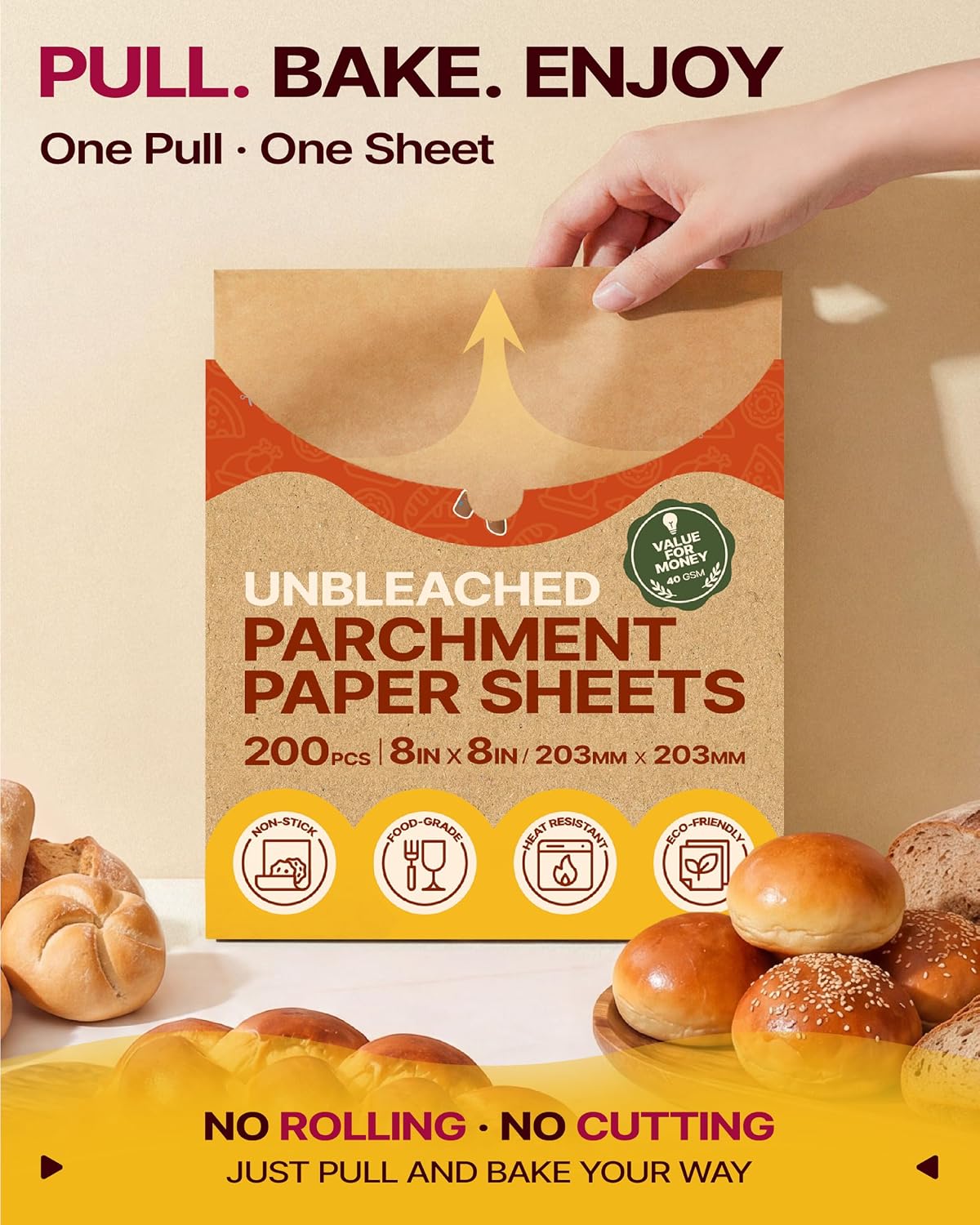 9x13 Inch Parchment Paper Sheets, Unbleached Non-Stick