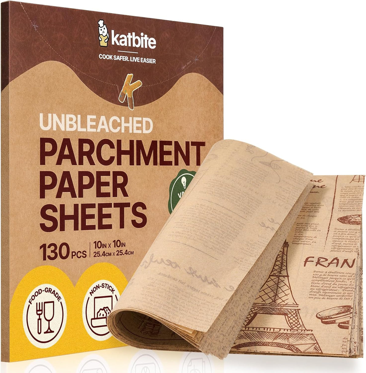 9x13 Inch Parchment Paper Sheets, Unbleached Non-Stick