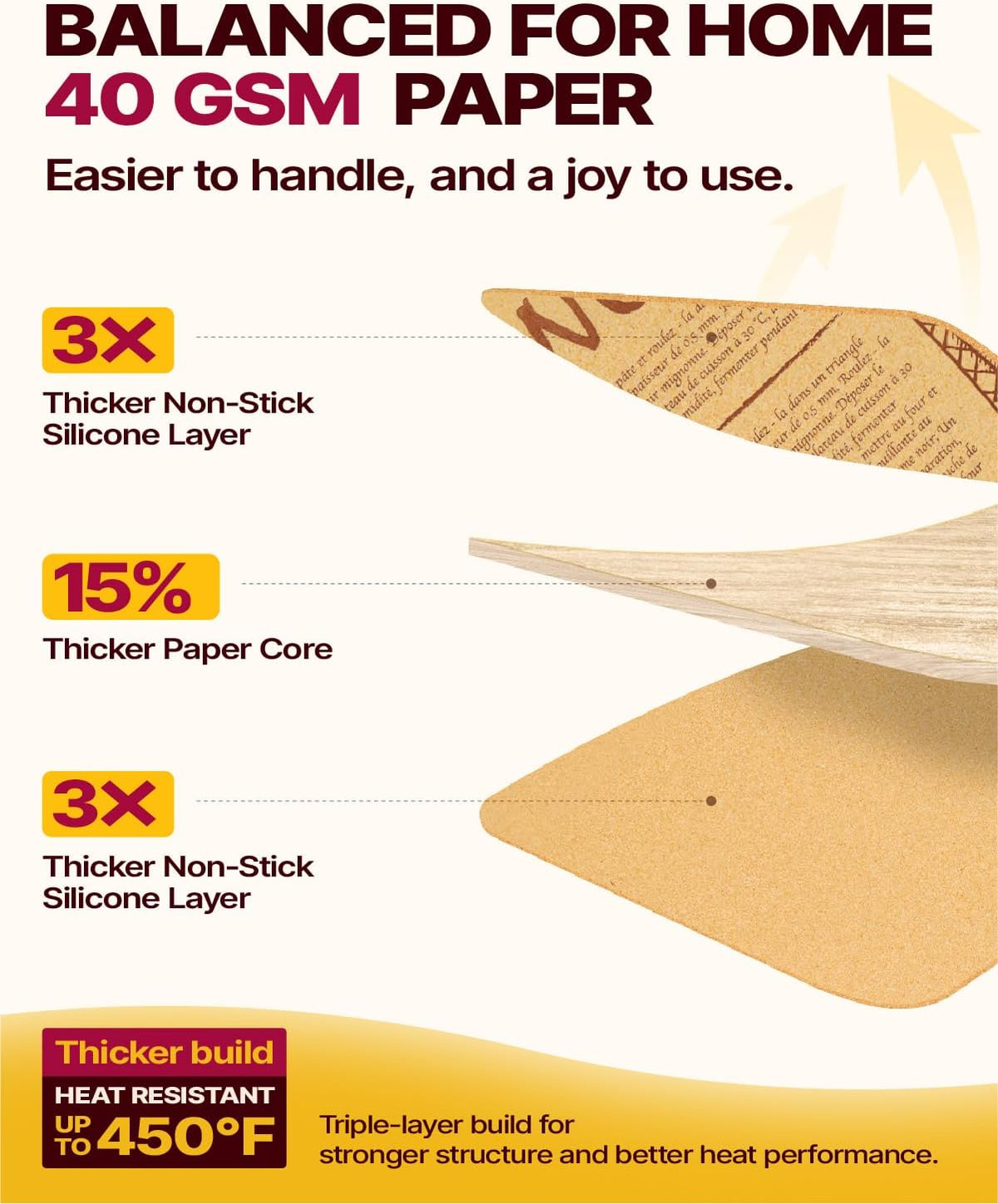 9x13 Inch Parchment Paper Sheets, Unbleached Non-Stick