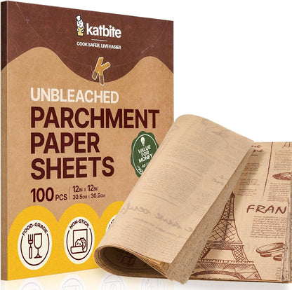 9x13 Inch Parchment Paper Sheets, Unbleached Non-Stick