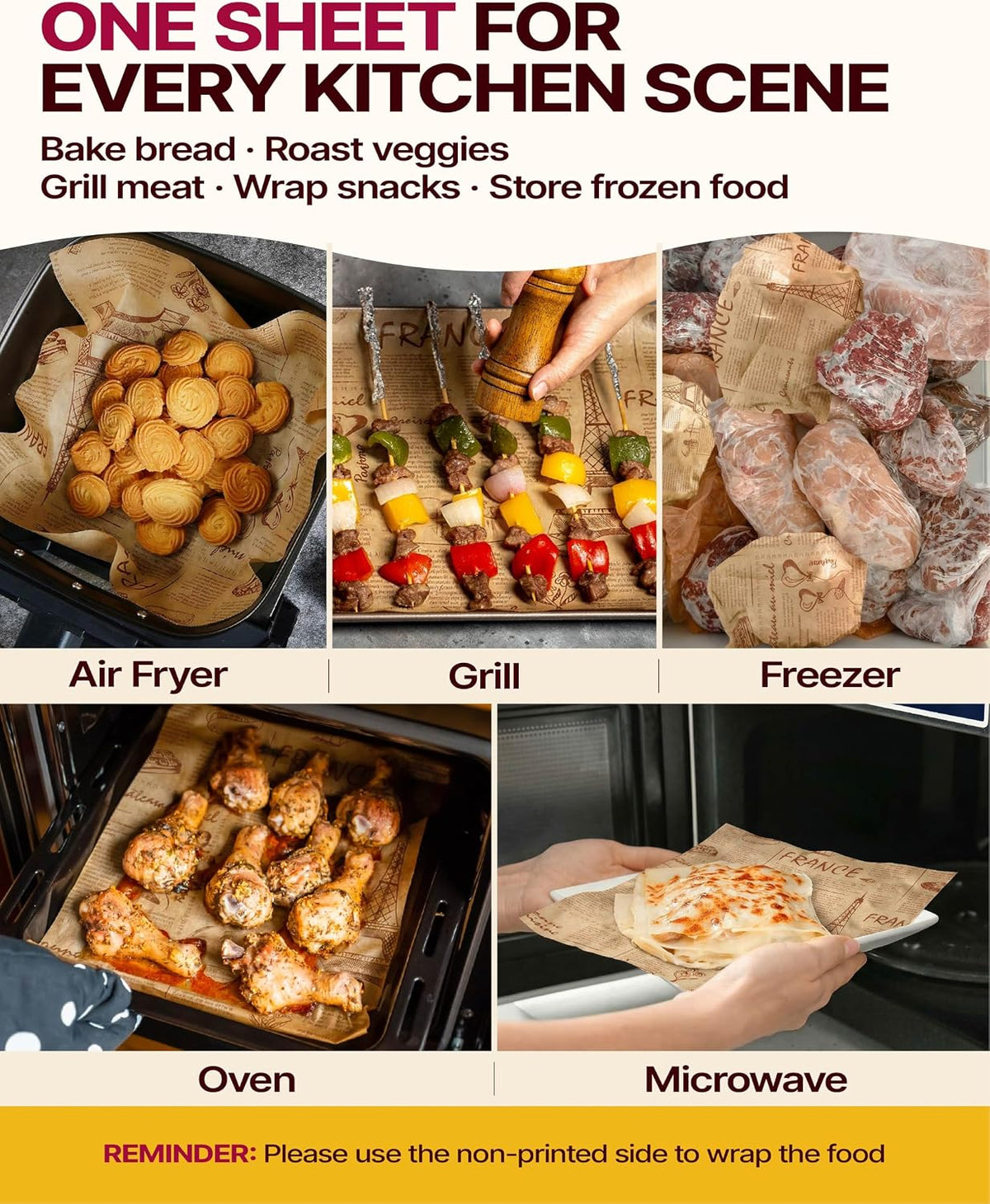 9x13 Inch Parchment Paper Sheets, Unbleached Non-Stick