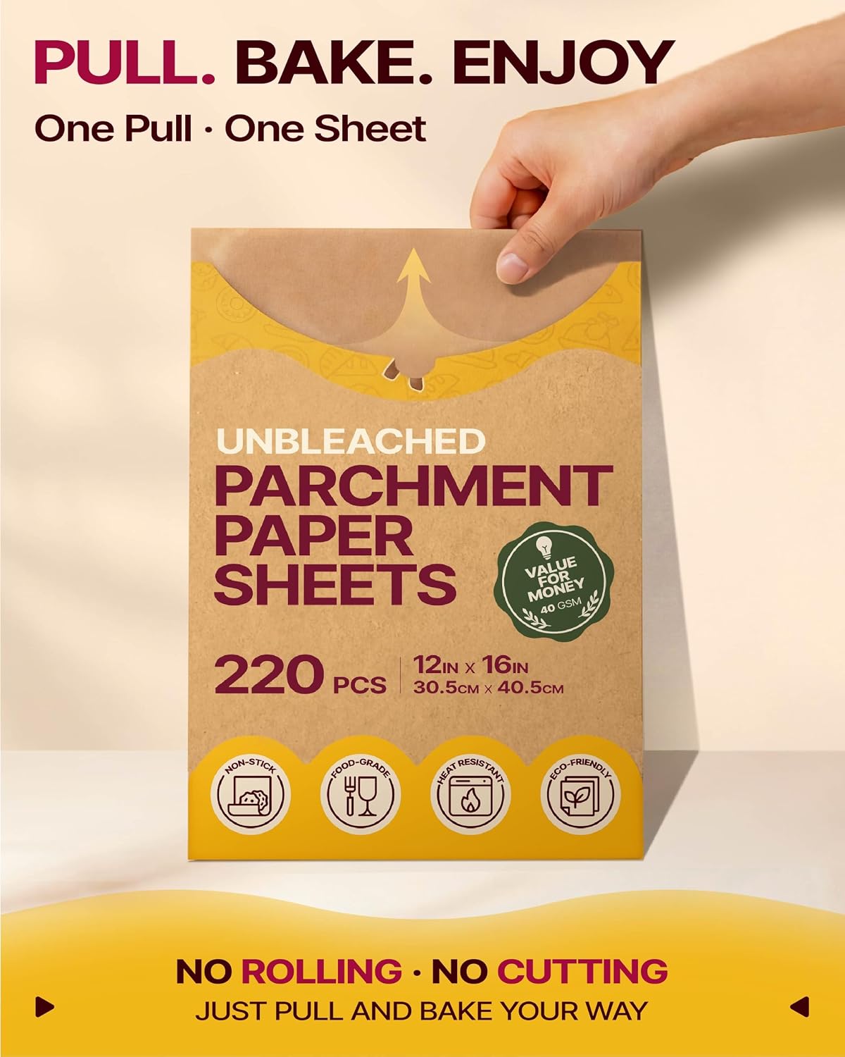 9x13 Inch Parchment Paper Sheets, Unbleached Non-Stick