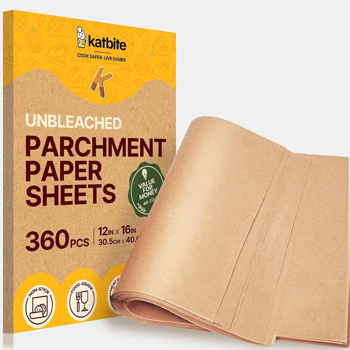 9x13 Inch Parchment Paper Sheets, Unbleached Non-Stick