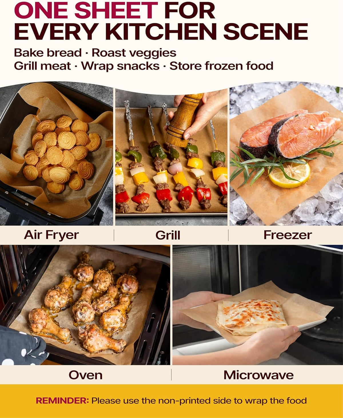9x13 Inch Parchment Paper Sheets, Unbleached Non-Stick