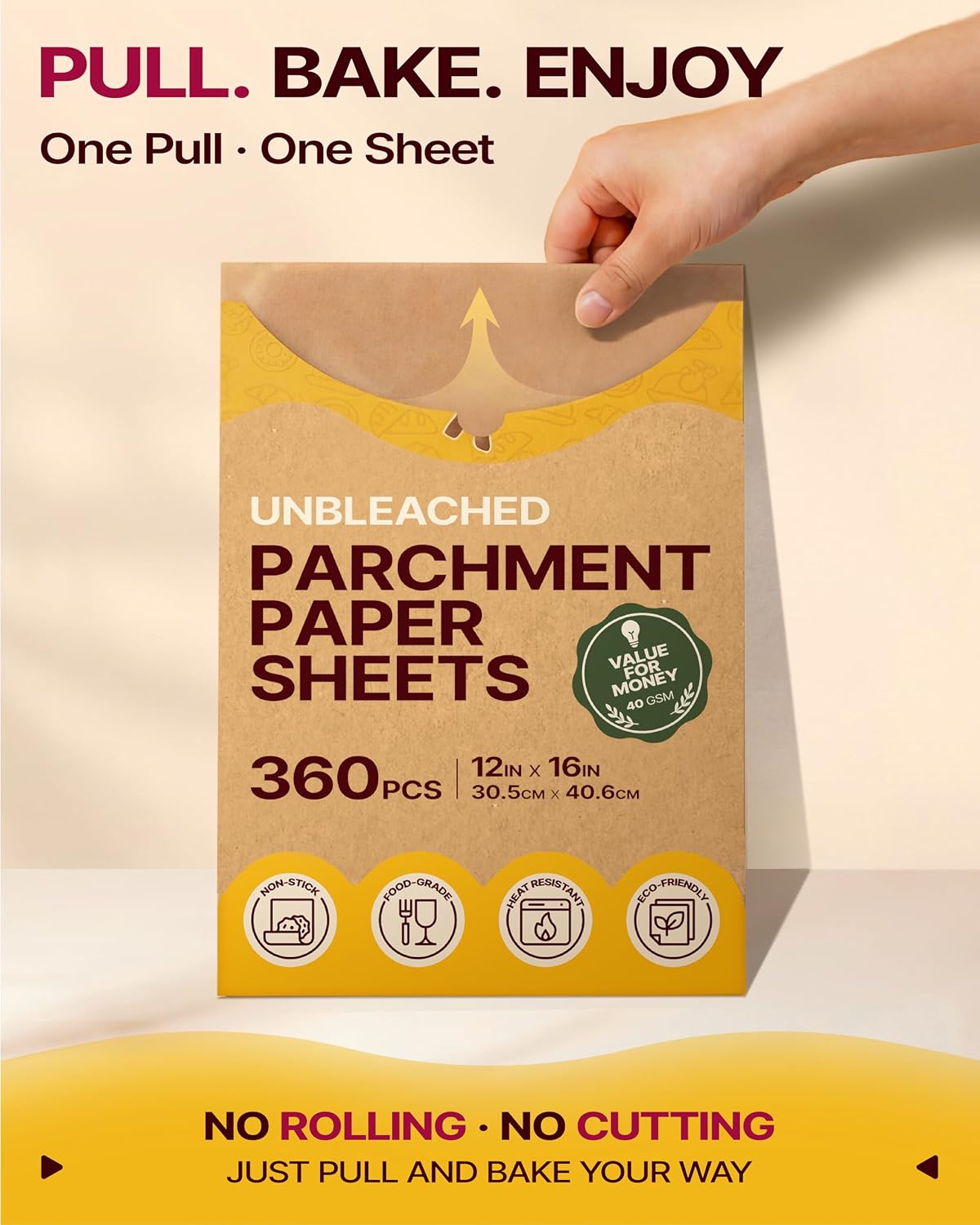 9x13 Inch Parchment Paper Sheets, Unbleached Non-Stick