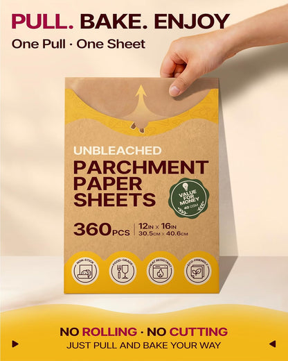 9x13 Inch Parchment Paper Sheets, Unbleached Non-Stick