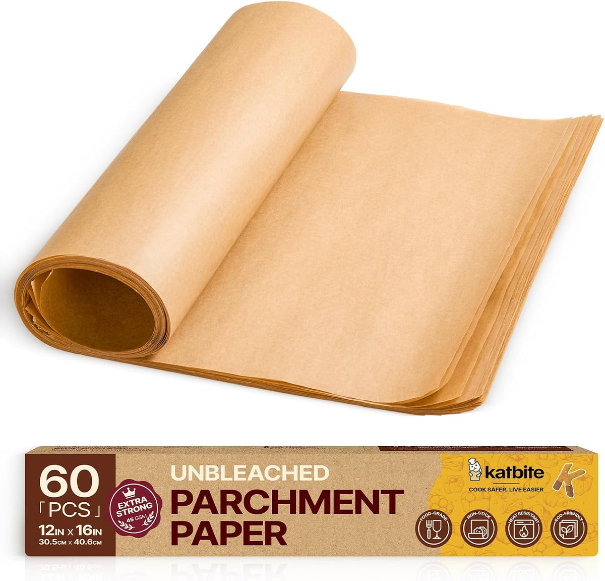 9x13 Inch Parchment Paper Sheets, Unbleached Non-Stick