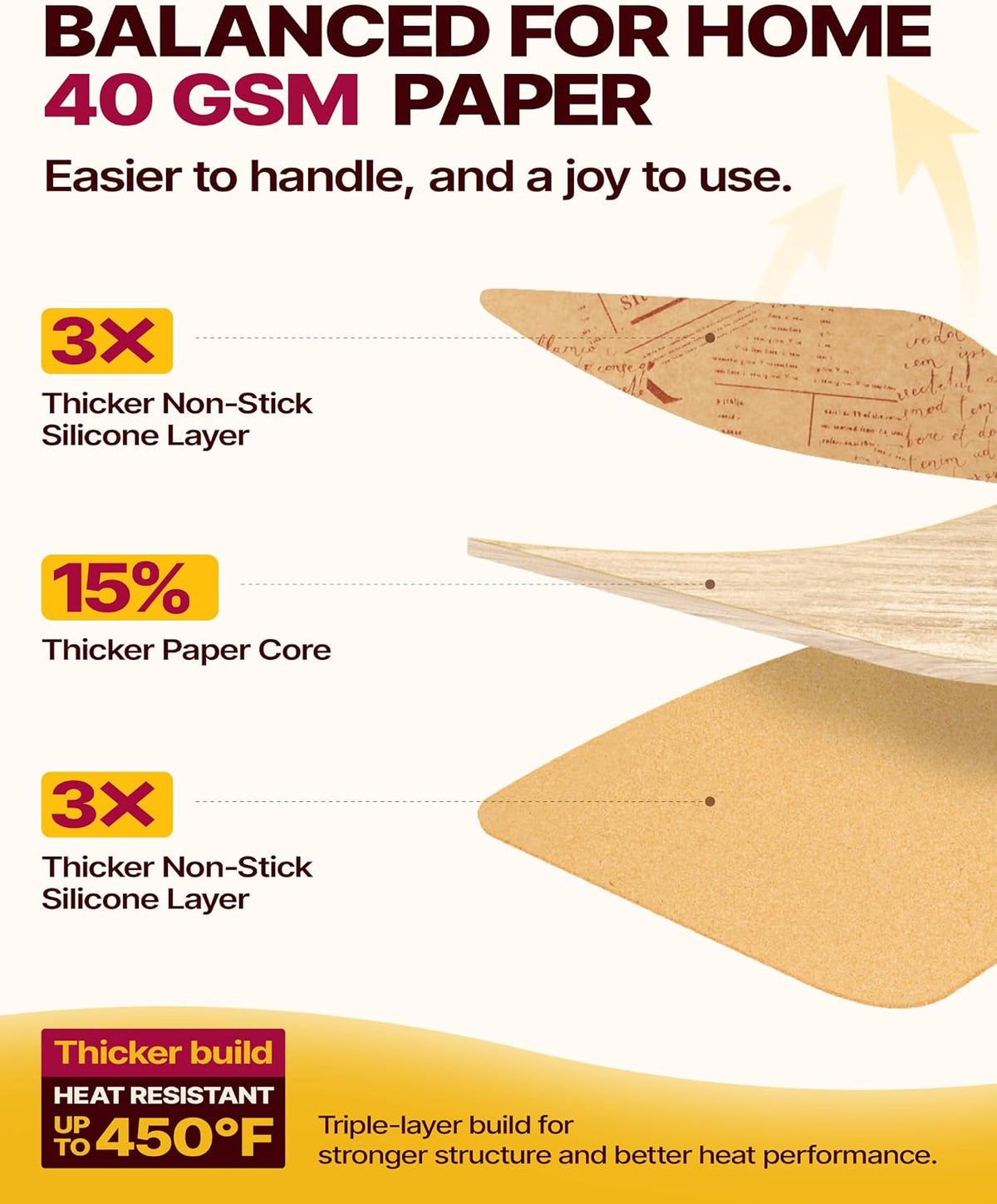 9x13 Inch Parchment Paper Sheets, Unbleached Non-Stick