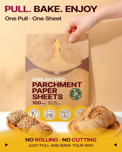 9x13 Inch Parchment Paper Sheets, Unbleached Non-Stick