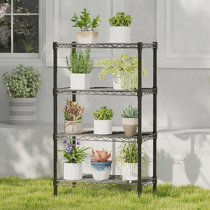 4-Tier Wire Storage Shelves, 200 lbs Heavy Duty Steel Rack, Black