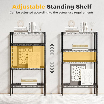 4-Tier Wire Storage Shelves, 200 lbs Heavy Duty Steel Rack, Black