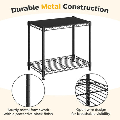 4-Tier Wire Storage Shelves, 200 lbs Heavy Duty Steel Rack, Black