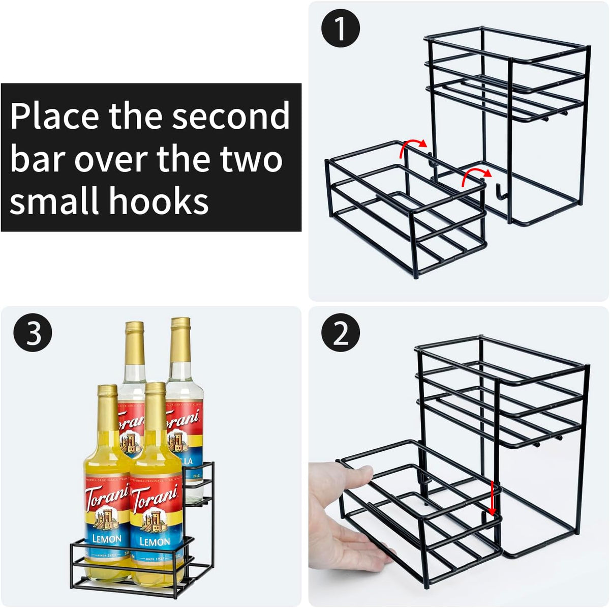 Coffee Syrup Rack (4 Bottle Capacity)，Coffee Syrup Organizer for Coffee Bar,Kitchen.Small Wine Rack for Bar,Family,Storage for Syrup, Wine, Dressing