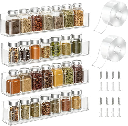 Adhesive Acrylic Spice Rack, Clear- with 2 Tapes
