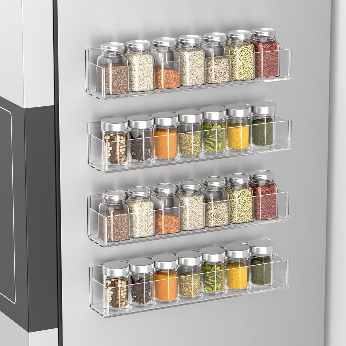 Adhesive Acrylic Spice Rack, Clear- with 2 Tapes