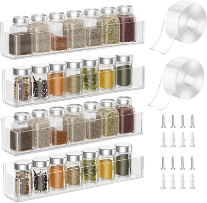 Adhesive Acrylic Spice Rack, Clear- with 2 Tapes