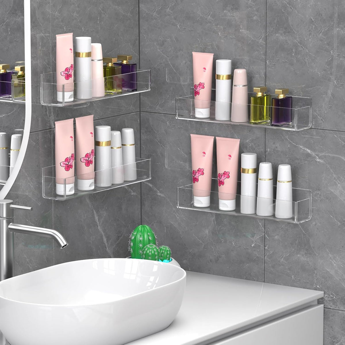 Adhesive Acrylic Spice Rack, Clear- with 2 Tapes