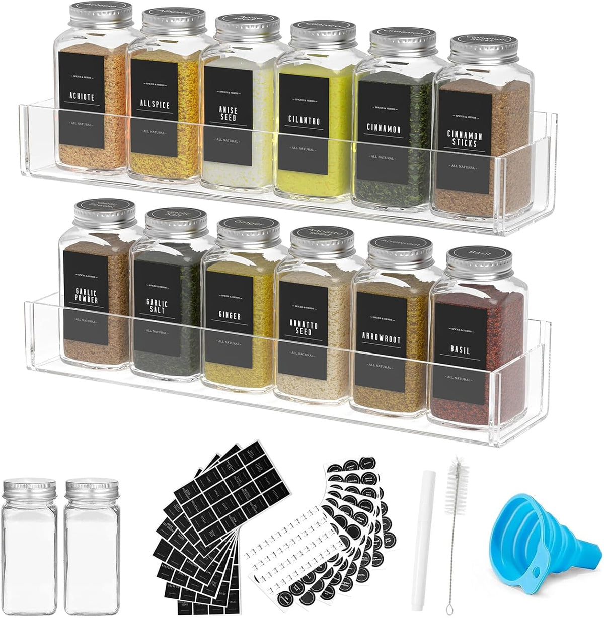 Adhesive Acrylic Spice Rack, Clear- with 2 Tapes