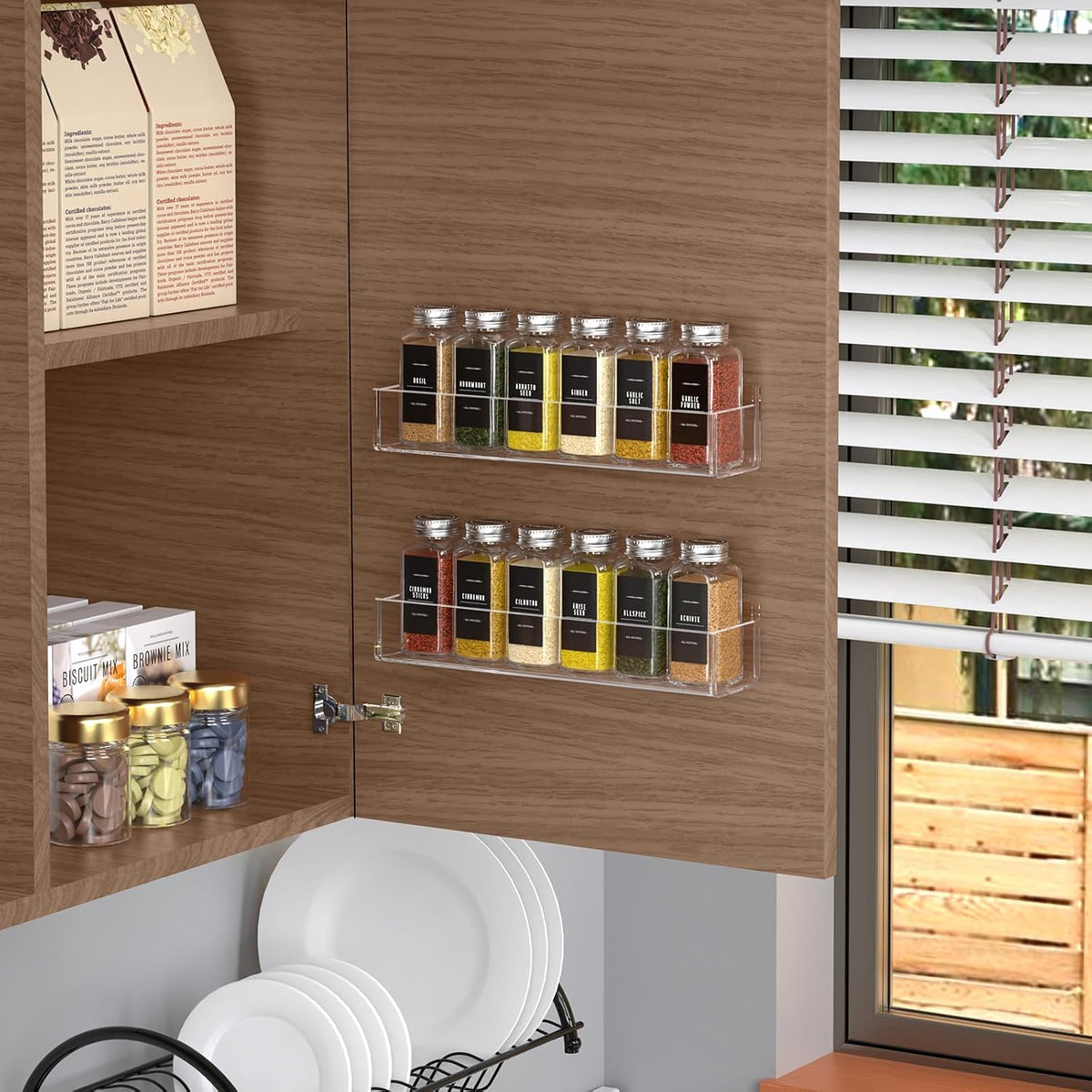 Adhesive Acrylic Spice Rack, Clear- with 2 Tapes