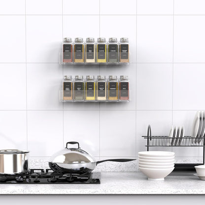Adhesive Acrylic Spice Rack, Clear- with 2 Tapes
