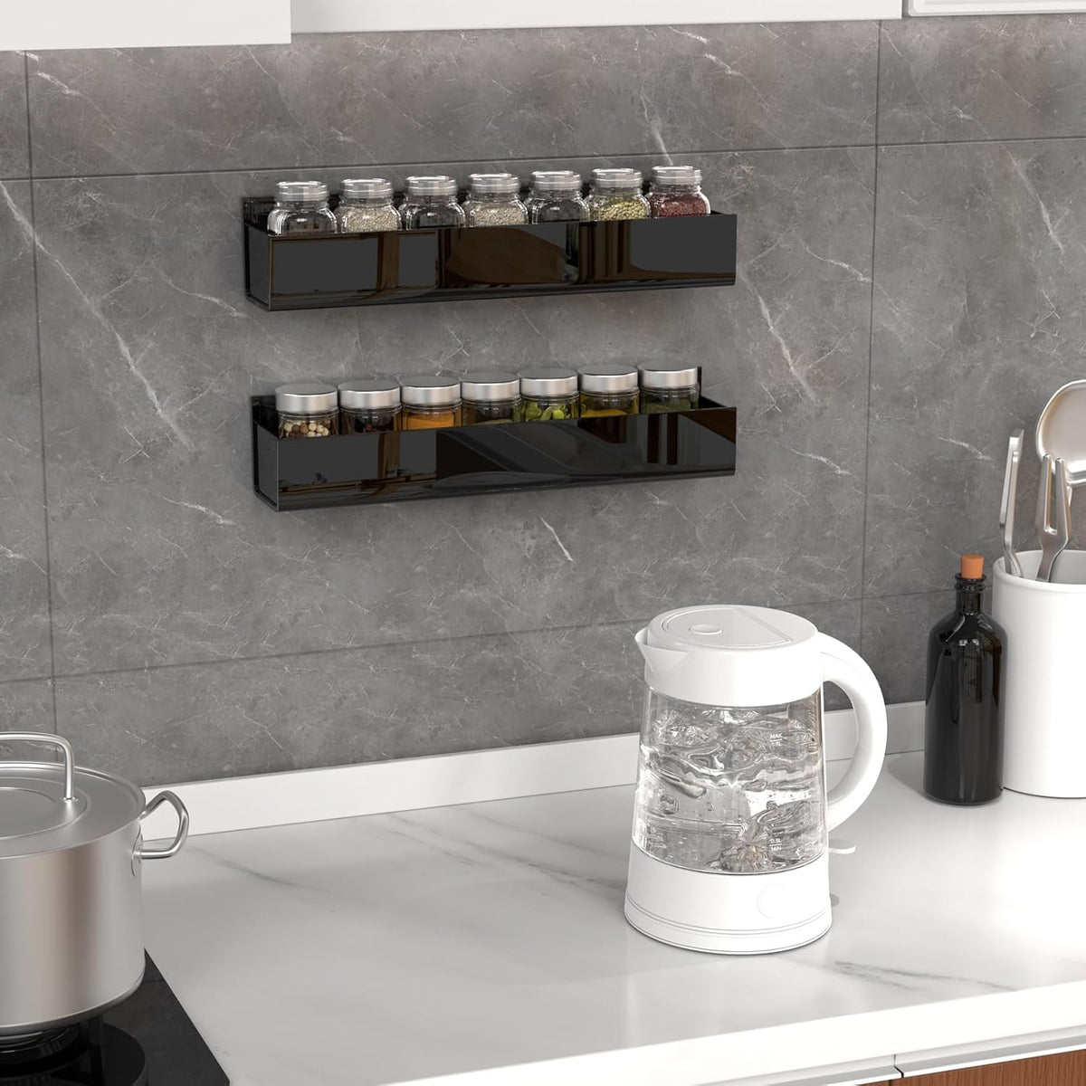 Adhesive Acrylic Spice Rack, Clear- with 2 Tapes