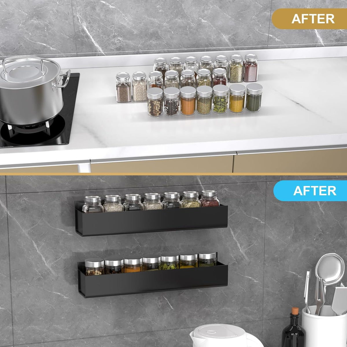 Adhesive Acrylic Spice Rack, Clear- with 2 Tapes