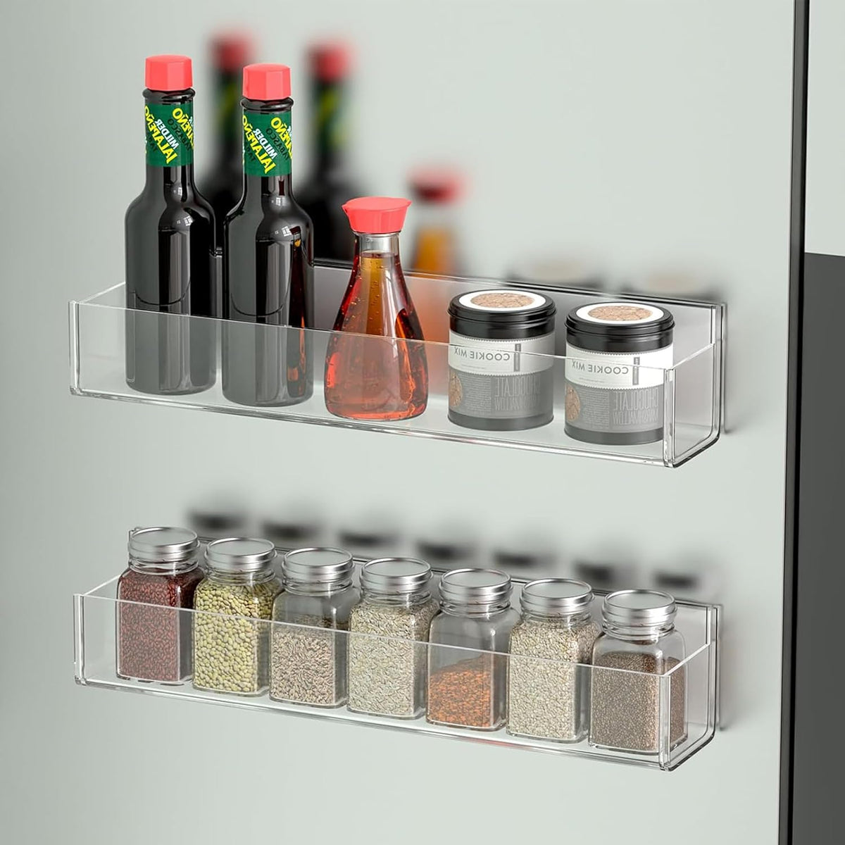 Adhesive Acrylic Spice Rack, Clear- with 2 Tapes
